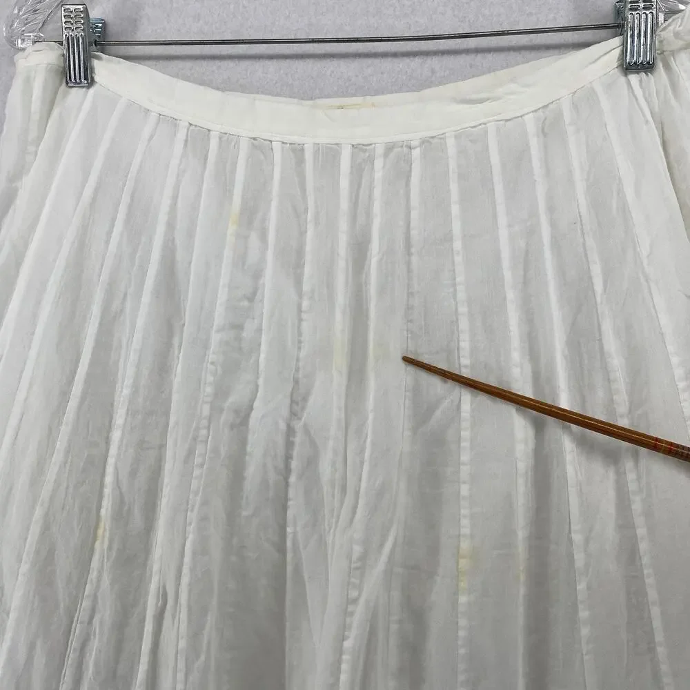 EILEEN FISHER Skirt L Double Layer Organic Cotton Voile A-Line Midi White_12